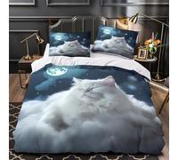 3 Piezas Microfibra Impresión 3D Whimsical Gato Juego de Fundas para Edredón Funda Almohada a Juego Lavables Fantasy Night Funda Edredon for Adolescentes King（220x240cm）