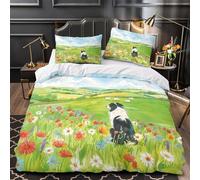 3 Piezas Microfibra Suave Sheep Herding Perro Juego Fundas Edredón Estampado 3D Cremallera Oculta Fundas Almohada Transpirable Rural Funda de Edredón for Adultos King（220x240cm）