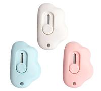 3 Piezas Mini Navaja De Bolsillo Cuchillos Utilitarios Seguridad Retráctil Inoxidable Para Artículos De Papelería Cortador De Papel Artesanía(Azul, Rosa, Blanco)