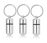 3 piezas Mini pastilleros portátiles de Botella de pastillas de aleación de aluminio a prueba de agua Soporte para pastillas Llavero Recipiente para pastillas