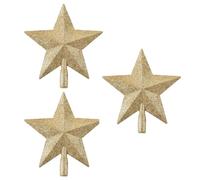 3 Piezas Mini Puntali per Albero di Natale - Stelle Glitterate, Topper de Árbol de Navidad, Mini Estrella de la Navidad, Estrella de Punta de Árbol (Dorado)