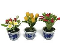 3 Piezas Miniatura de Arcilla de Flores, casa de muñecas, jardín de Hadas, Mini árboles de cerámica, Muebles de Pintura, Flores Artificiales, orquídea pequeña #087