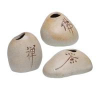 3 Piezas Minijarrón de Cerámica Tipo Piedra para Flores Pequeñas y Ramas | Boca Redonda, Base Antideslizante, Estilo Elegante y Moderno, para Oficina, Estudio y Estante de Entrada