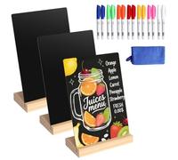 3 piezas Minipizarras con Caballete de Apoyo,Mini Pizarra Acrílica con 14 rotuladores incluidos,A5 Pizarra Pequeña Reutilizable Buffet Boda, Fiesta,Restaurante, Etiqueta de precio Panadería, 20 x 15 c
