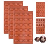 3 Piezas Molde de Silicona de Media Esfera ø 2,8 cm, Moldes de Chocolate de Media Esfera con 24 Cavidades Fácil de Desmoldar para Hacer Chocolates, Pasteles, Gelatinas, Pudines y Dulces Blandos