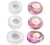 3 piezas Molde de Silicona para Portavelas,Moldes para Resina Epoxi, Molde de Velas y Candelabros,Soporte de Silicona para Velas de Té y Candelabros,Portavelas de Silicona para Decoración del Hogar