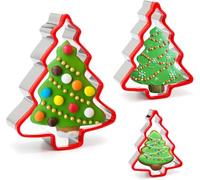 3 Piezas Molde Galletas Arbol de Navidad Acero Inoxidable Cortapastas Navideños Cortador Forma de Arbol de Navidad Christmas Cookie Cutter para Chocolate, Repostería y Galletas DIY