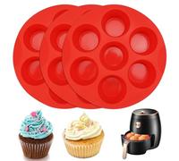 3 Piezas Molde Magdalenas Air Fryer,7 Agujeros Moldes Magdalenas Horno Silicona,Antiadherente Moldes Muffins para Freidora de Aire,Molde Magdalenas Horno de Aire para Cupcakes Brownies Tartas Pudding