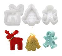 3 Piezas Molde Para Velas Árbol Navidad Hombre Jengibre, Alce, Árbol Navidad Vela Molde Silicona Molde Vela Molde Vela Navidad Diy Se Utiliza Para Hacer Aromaterapia Navideña, Velas, Etc