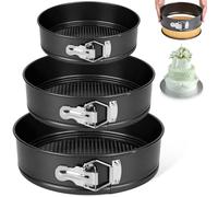 3 Piezas Molde Pasteles con Fondo Desmontable, Moldes Tarta Queso con Revestimiento Antiadherente, Bandeja Horno Repostería Redondo, Accesorios Hornear para Bizcochos, Tartas (20cm/22cm/24cm)