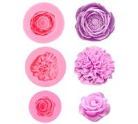 3 Piezas Moldes de Silicona 3D Flores, Moldes con Forma Rosas, Amapolas, Claveles, Amapola y Clavel Reutilizables para Velas, Jabón, DIY y Decoración