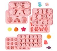 3 Piezas Moldes de Silicona con Forma de Mariposa y Flores, con Corbata, para Manualidades, 3d Chocolate y Galletas Silicona Moldes Forma, para Decoración de Pasteles, Dulces, Pudín, Gelatina