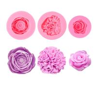 3 Piezas Moldes de Silicona de Flores, Molde de Fondant de Silicona, Moldes de Silicona 3D con Forma de Rosa, Amapola y Clavel para Manualidades, Aromaterapia, Cera de Abejas, etc.