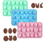 3 Piezas Moldes De Silicona De Pascua Para Chocolate, Moldes De Silicona De Pascua, 18 Cavidades, Moldes De Chocolate De Conejito De Pascua, Para Dulces, Chocolate, Gelatina, Fondant