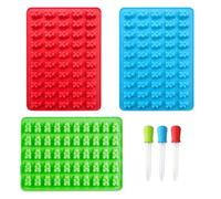 3 Piezas Moldes de Silicona Moldes de Osito Caramelos Molde de Gominola con 3 Cuentagotas para Hacer Bombones Chuches Pastel Gelatina Fiestas