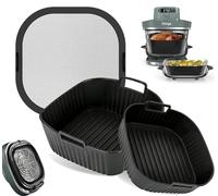 3 piezas moldes de silicona y rejillas anti proyección magnética de acero inoxidable para Ninja CRISPi PRO XL AS090EU, Air Fryer Accesorios para Ninja Air Fryer AS090 Series