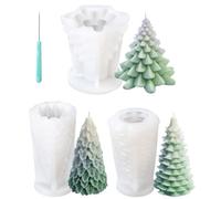 3 Piezas Moldes para Velas de árbol de Navidad, Molde de Silicona para Velas de árbol de Navidad, 3D Molde Silicona Navidad, Moldes Velas Navidad, Para Hacer Jabones y Velas Navideños