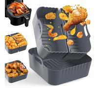 3 Piezas Moldes Silicona Freidora de Aire, Bandeja Silicona Air Fryer para para Cecotec COSORI 5,5L 6L,Philips 6,2L,Ninja 6,2L, Recipientes Cuadrado Accesorios para Freidora de Aire, Microondas, Horno