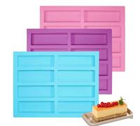 3 Piezas Moldes Silicona Rectangulares Estrechos, Molde para Hornear para Hacer Barras Energéticas, Moldes Silicona para Barras Cereales, Adecuados para Hacer Pasteles