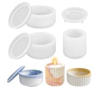 3 Piezas Moldes Silicona Velas, Moldes para Tarros con Tapa Moldes para Cemento para Portavelas Jarrones Cajas de Almacenamiento