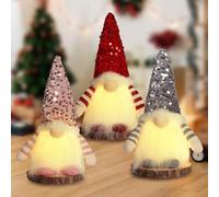 3 Piezas Muñeca de Gnomo con LED sin Rostro de Navidad de Felpa muñeco de Enano Brillo,Adornos de Peluche Elf Enano Juguete de Navidad Decoración de Mesa,para el hogar, Fiesta de Cumpleaños,Navidad
