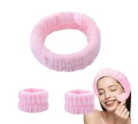3 Piezas Muñequeras Skincare y Diadema Maquillaje,Elásticas Diadema Skincare,Absorbentes Muñequeras Toalla,para Lavar la cara Ducha Deporte Yoga