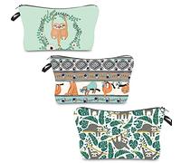 3 Piezas Neceser de Perezoso, Pequeña Bolsa de Maquillaje, Bolso Cosmético, Perezoso Lindo, 3 Patrones, Multifuncional, Impermeable, Portátil, para Cosméticos, Cambio, Tarjetas, Llaves, Papelería