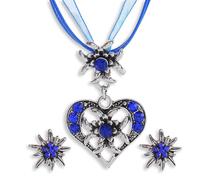 3 piezas Oktoberfest Accesorios para mujer, juego de joyas para traje regional, cadena con colgante de edelweiss, collar bávaro tirolesa y pendientes de edelweiss para disfraz bávaro, accesorios