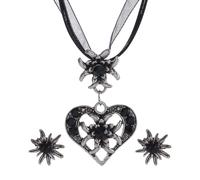 3 piezas Oktoberfest Accesorios para mujer, juego de joyas para traje regional, cadena con colgante de edelweiss, collar bávaro tirolesa y pendientes de edelweiss para disfraz bávaro, accesorios