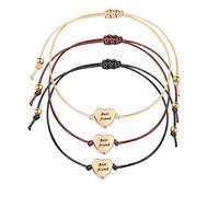 3 piezas oro rosa corazón pulseras de la amistad con el grabado Best Friend para mujeres niñas, el amor señoras de la pulsera de cierre de tela de regalo para mamá mejor amigo BFF cumpleaños Navidad