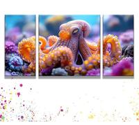 3 Piezas Paint by Numbers Animal Pulpo, Manualidades Adultos Juego Pintura, Incluye Pinceles y Pinturas Acrílicas, Pintar por Numeros Kit Sin Marco, Cuadros Decoracion Salon Modernos 50x100cm y1s-342