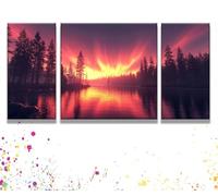 3 Piezas Paint by Numbers Atardecer Bosque2, Manualidades Adultos Juego de Pintura, Incluye Pinceles y Pinturas Acrílicas, Pintar por Numeros Kit, Cuadros Decoracion Salon Modernos 50x100cm y1s-227