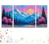 3 Piezas Paint by Numbers Cordillera Luna, Manualidades Adultos Juego de Pintura, Incluye Pinceles y Pinturas Acrílicas, Pintar por Numeros Kit, Cuadros Decoracion Salon Modernos 50x100cm y1s-432