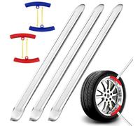 3 Piezas Palanca de Neumáticos y 4 Protectores de Rines, 30cm Desmontadora de Neumáticos de Metal, Palanca Nbeumaticos Bicicleta con Extremos Dobles Ergonómicos, para Moto, Bicicleta, Coche, Scooter