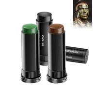 3 Piezas Palitos de Pintura Facial de Camuflaje, Palos Maquillaje de Camuflaj Militar Kit, Pintura Facial de Camuflaje,para Militar Caza en la Naturaleza Deportes al Aire Libre (Negro, marrón, Verde)