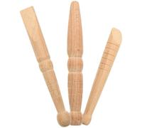 3 Piezas Palo de Masaje de Madera para Acupresión Corporal y Pies | Superficie Lisa, Bordes Redondeados y Punta Definida, Color Caqui, Uso Tradicional Tailandés