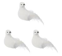 3 piezas Paloma Realista de Simulación 23x8x6 CM con Clip blanco | Plumas Artificiales y Espuma, Adorno Ligero para Arreglos de Flores, Ramas y Centros de Evento