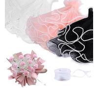 3 Piezas Papel para Ramos de Flores, Malla de Envoltura 27 cm x 4 Yardas con Cinta de Regalo, Papel de Embalaje de Malla Ondulada para Bodas, Valentín y Cumpleaños