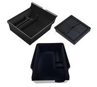[3 piezas] para accesorios Tesla Model 3 Y 2023 2022-21 Bandeja organizadora de consola central Caja de almacenamiento flocada,reposabrazos Cajón oculto para dinero en efectivo,vidrio,monedas,teléfono