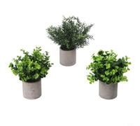 3 piezas para mini plantas artificiales en macetas, vegetación de eucalipto artificial (juego 1)