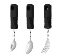 3 Piezas Parkinson'S Cutlery Tenedor, Cuchara, Cucharilla Juego De Cubiertos Para Parkinson Acero Inoxidable Mango De Goma Y PláStico Cuchara Curvada Flexible