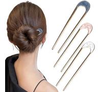 3 Piezas Pasador Francés Metal, 14cm Pasador Francés Oro Plata Twist, U Shape for Women of All Types of Straight and Thick Curly Hair