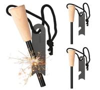 3 Piezas Pedernal Supervivencia: Arrancador de Fuego, Supervivencia de Acero para Fuego, Encendedor de Barra de Hierro y magnesio, Iniciador de Fuego de Acero de Pedernal para Camping, Aire Libre