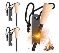 3 Piezas Pedernal Supervivencia: Arrancador de Fuego, Supervivencia de Acero para Fuego, Encendedor de Barra de Hierro y magnesio, Iniciador de Fuego de Acero de Pedernal para Camping, Aire Libre