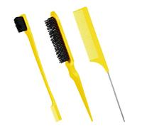 3 Piezas Peine Baby Hair, WitBicg Cepillo Baby Hair Peine Coleta Peine De Pulido Baby Hair Brush Cepillo Para Hacer Colas Adecuado Para Peluqueros Profesionales, Mujeres, Hombres, Niños (Amarillo)