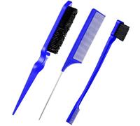 3 Piezas Peine Baby Hair, WitBicg Cepillo Baby Hair Peine Coleta Peine De Pulido Baby Hair Brush Cepillo Para Hacer Colas Adecuado Para Peluqueros Profesionales, Mujeres, Hombres, Niños (Azul)