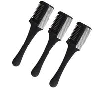 3 Piezas Peine Cortador de Pelo Doble Cara Cuchilla Segura Negro | Acero Inoxidable y Abs, Uso Doméstico entre Cortes, para Flequillo y Cabello Humano