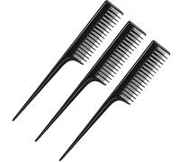 3 Piezas Peine Triple, Peines de Cola de Rata para Mujeres, Peine de Estructura de Herramientas para Peinar la Espalda, Burlarse de la Raíz, Agregar Volumen, Estilo Nocturno (Negro)