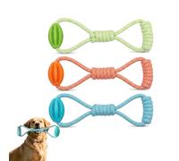 3 Piezas Pelota de Juguete para Perros con Cuerda, Juguete Interactivo para Masticar, Pelota de Caucho Natural para Cuidado Dental, para Perros Pequeños y Grandes (Naranja/Azul/Verde, 9x30 cm)