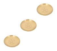 3 Piezas Pentagrama Plato De Vela De Pilar Decorativo Bandejas De Placa De Joyería Suministros De Altar De Brujería Bandeja Metálica Redonda Baldosas De Cerámica Cobre Pentágono